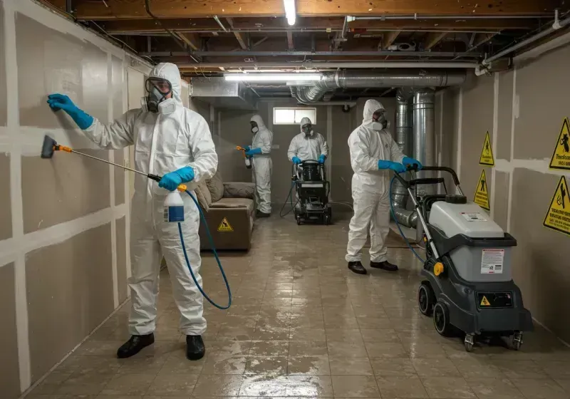 Basement Moisture Removal and Structural Drying process in Harwich, MA